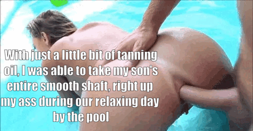 Mom's becomes son's fuckhole by the pool
