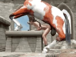 Lara croft impaled by a huge monster horse cock